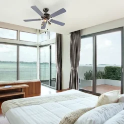 Plafondventilator staal 110cm 3-lichts met trekschakelaar - Mistral