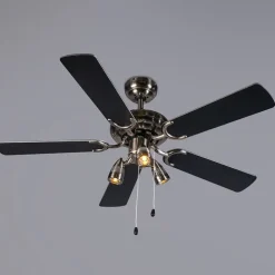 Plafondventilator staal 110cm 3-lichts met trekschakelaar - Mistral