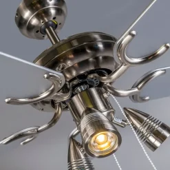 Plafondventilator staal 110cm 3-lichts met trekschakelaar - Mistral