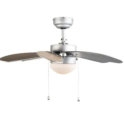 Plafondventilator staal met hout print 80cm met trekschakelaar - Fresh