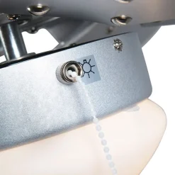 Plafondventilator staal met hout print 80cm met trekschakelaar - Fresh