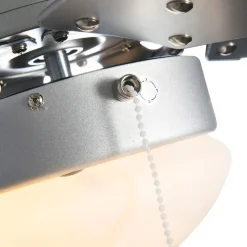 Plafondventilator staal met hout print 80cm met trekschakelaar - Fresh