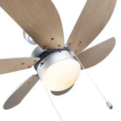 Plafondventilator staal met hout print 80cm met trekschakelaar - Fresh