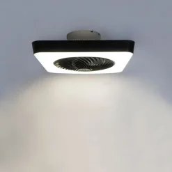 Plafondventilator vierkant zwart incl. LED dimbaar - Climo