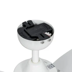 Plafondventilator voor buiten wit met hout print 91.3cm incl. LED dimbaar met afstandsbediening IP44 - Toledo