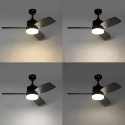 Plafondventilator voor buiten zwart 91.3cm incl. LED dimbaar met afstandsbediening IP44 - Toledo