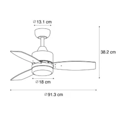Plafondventilator voor buiten zwart 91.3cm incl. LED dimbaar met afstandsbediening IP44 - Toledo