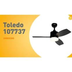 Plafondventilator voor buiten zwart 91.3cm incl. LED dimbaar met afstandsbediening IP44 - Toledo