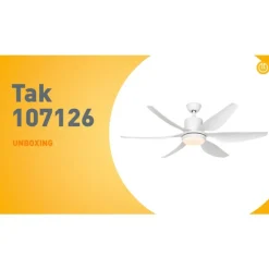 Plafondventilator wit 137cm incl. LED dimbaar met afstandsbediening - Tak