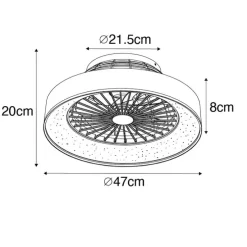 Plafondventilator wit 47cm incl. LED dimbaar met afstandsbediening - Emily