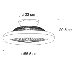 Plafondventilator wit 55.5cm incl. LED dimbaar met afstandsbediening - Clima