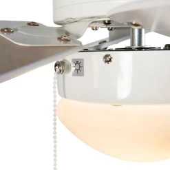 Plafondventilator wit met hout print 80cm met trekschakelaar - Fresh