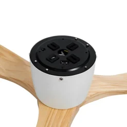 Plafondventilator wit met hout 131.5cm incl. LED dimbaar met afstandsbediening - Jerri