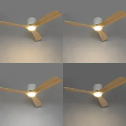 Plafondventilator wit met hout 131.5cm incl. LED dimbaar met afstandsbediening - Jerri