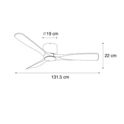 Plafondventilator wit met hout 131.5cm incl. LED dimbaar met afstandsbediening - Jerri