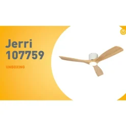 Plafondventilator wit met hout 131.5cm incl. LED dimbaar met afstandsbediening - Jerri