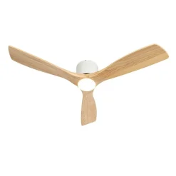 Plafondventilator wit met hout 131.5cm incl. LED dimbaar met afstandsbediening - Jerri