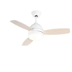 Plafondventilator wit met hout print 96cm met afstandsbediening - Rotar