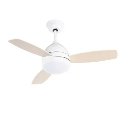 Plafondventilator wit met hout print 96cm met afstandsbediening - Rotar