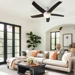 Plafondventilator wit met hout print 132cm met afstandsbediening - Cool