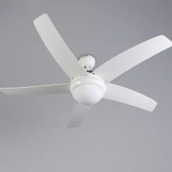 Plafondventilator wit met hout print 132cm met afstandsbediening - Cool