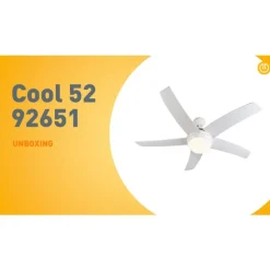 Plafondventilator wit met hout print 132cm met afstandsbediening - Cool