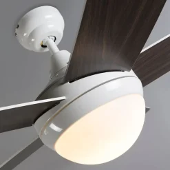 Plafondventilator wit met hout print 132cm met afstandsbediening - Cool