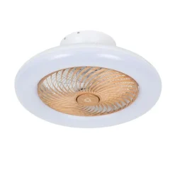 Plafondventilator wit met hout print 55cm incl. LED dimbaar met afstandsbediening - Clima