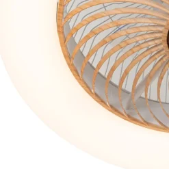 Plafondventilator wit met hout print 55cm incl. LED dimbaar met afstandsbediening - Clima