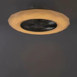 Plafondventilator zilver met ster effect 59cm incl. LED dimbaar met afstandsbediening - Clima