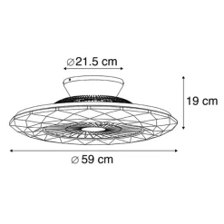 Plafondventilator zilver met ster effect 59cm incl. LED dimbaar met afstandsbediening - Clima