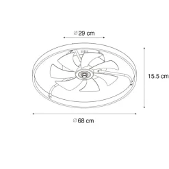 Plafondventilator zwart 70cm incl. LED dimbaar met afstandsbediening - Maddy