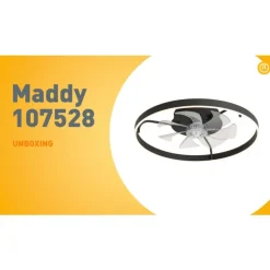 Plafondventilator zwart 70cm incl. LED dimbaar met afstandsbediening - Maddy