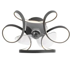 Plafondventilator zwart 55cm incl. LED dimbaar met afstandsbediening - Mandy