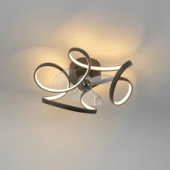 Plafondventilator zwart 55cm incl. LED dimbaar met afstandsbediening - Mandy