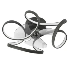 Plafondventilator zwart 55cm incl. LED dimbaar met afstandsbediening - Mandy