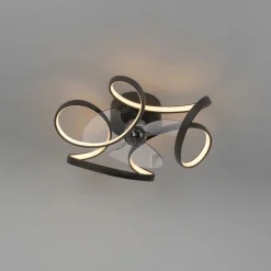 Plafondventilator zwart 55cm incl. LED dimbaar met afstandsbediening - Mandy