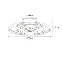 Plafondventilator zwart 55cm incl. LED dimbaar met afstandsbediening - Mandy