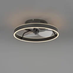 Plafondventilator zwart 50cm incl. LED dimbaar met afstandsbediening - Maddy
