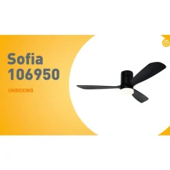 Plafondventilator zwart 132cm incl. LED dimbaar met afstandsbediening - Sofia