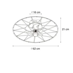 Plafondventilator zwart 62cm incl. LED dimbaar met afstandsbediening - Yaran