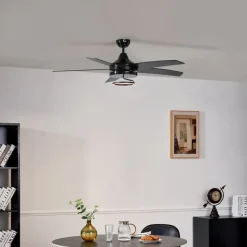 Plafondventilator zwart 132cm incl. LED met afstandbediening - Cool Anello