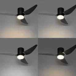 Plafondventilator zwart 123cm incl. LED dimbaar met afstandsbediening - Patty