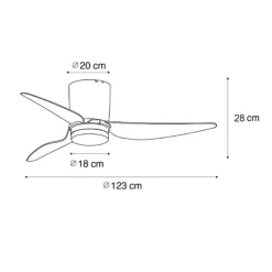 Plafondventilator zwart 123cm incl. LED dimbaar met afstandsbediening - Patty