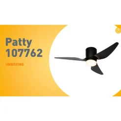 Plafondventilator zwart 123cm incl. LED dimbaar met afstandsbediening - Patty