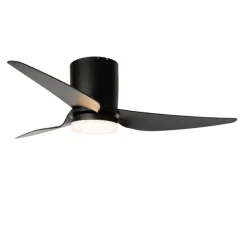 Plafondventilator zwart 123cm incl. LED dimbaar met afstandsbediening - Patty