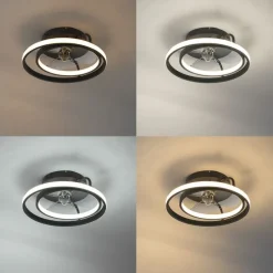 Plafondventilator zwart 46.5cm incl. LED met afstandsbediening - Kees