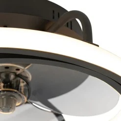 Plafondventilator zwart 46.5cm incl. LED met afstandsbediening - Kees