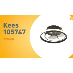 Plafondventilator zwart 46.5cm incl. LED met afstandsbediening - Kees