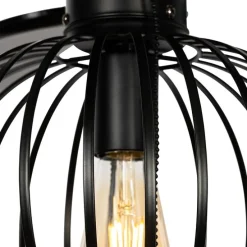 Plafondventilator zwart met hout print 107.5cm met trekschakelaar - Mistral Johanna